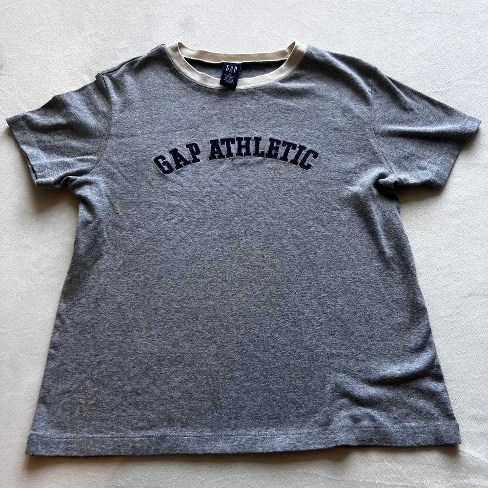 Y2K GAP Athletic Gray Tshirt 100% Cotton Embroidered Vintage Casual College